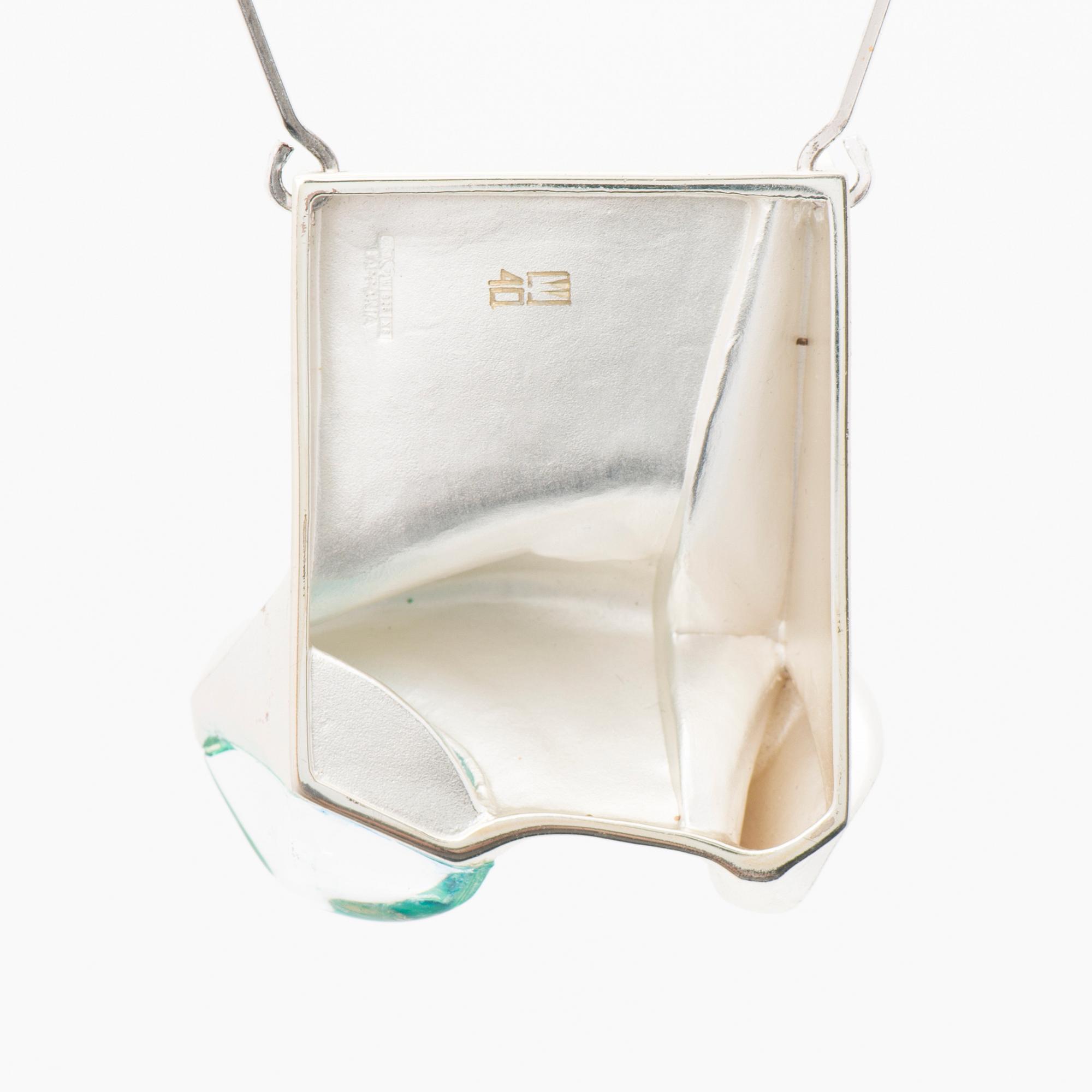 A BJÖRN WECKSTRÖM NECKLACE, "Monolith", silver, acrylic. Lapponia 1999.