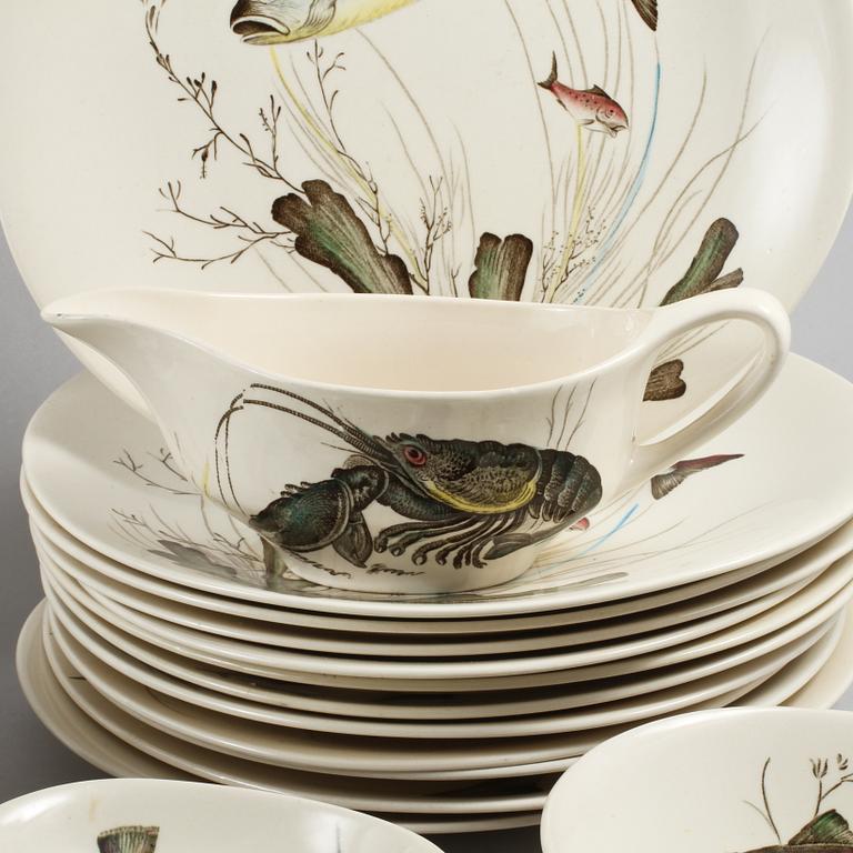FISKSERVIS, 22 delar, flintgods, Johnson Bros, England, 1900-talets andra hälft.