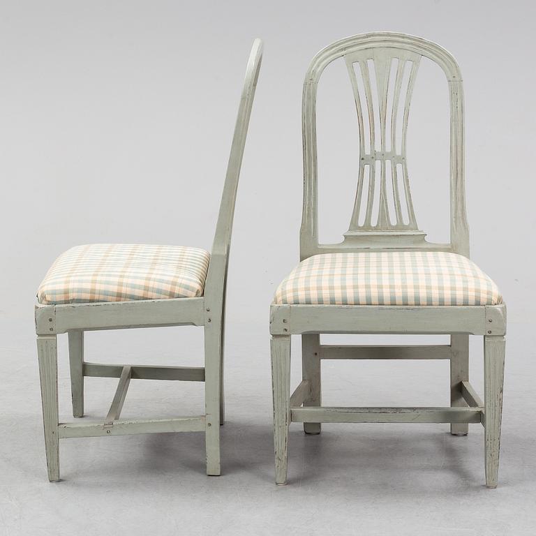 Six Gustavian chairs, end of 18th Century.