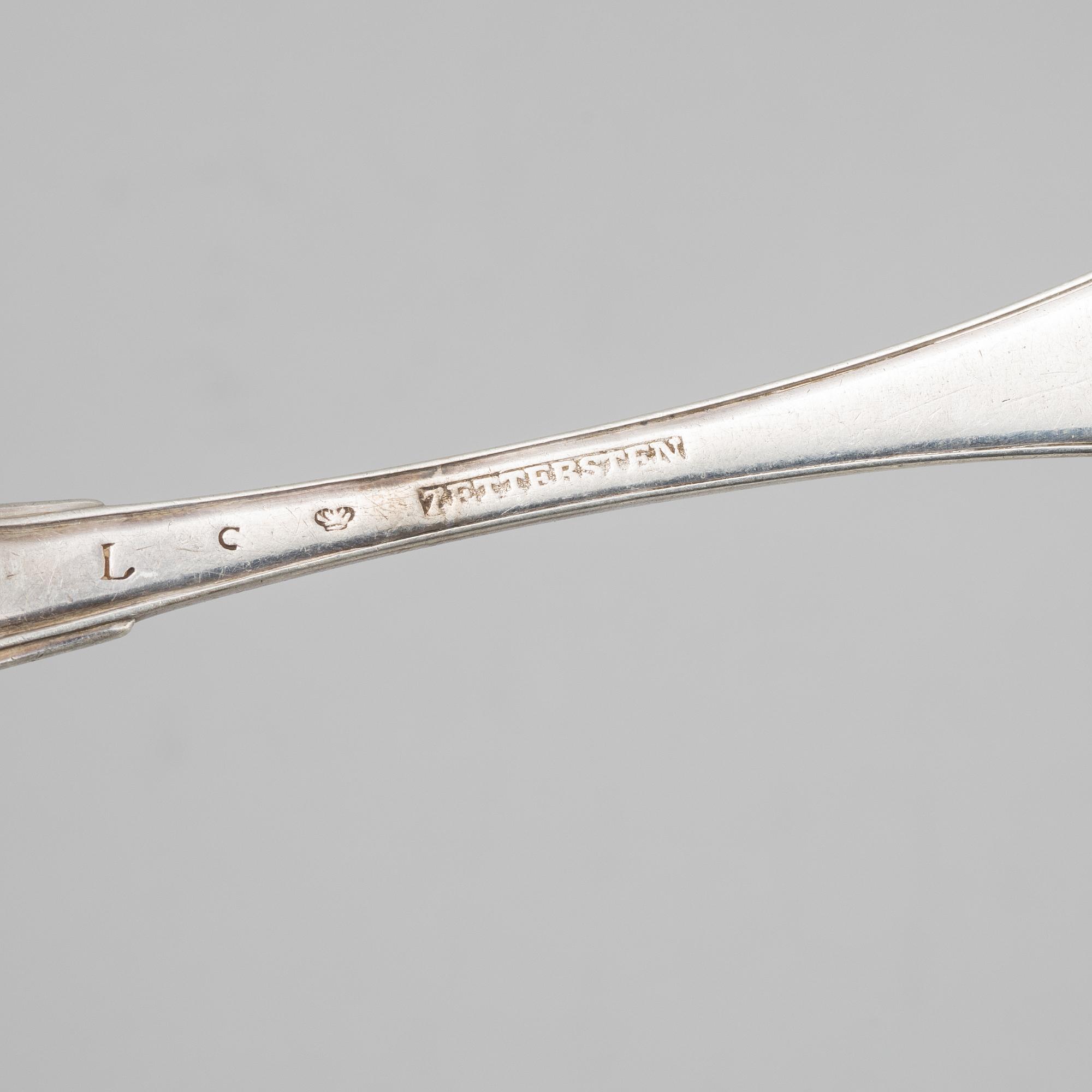 A set of four silver spons, among others mark of Pehr Zethelius, Stockhom 1797.