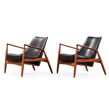 44. Ib Kofod-Larsen, a pair of 'Seal' easy chairs, Olof Persson Möbler, Sweden 1960's.