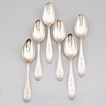 MATSKEDAR, 6 st snarlika, silver, svenska stämplar, 1800-tal. Vikt ca 365 gram.