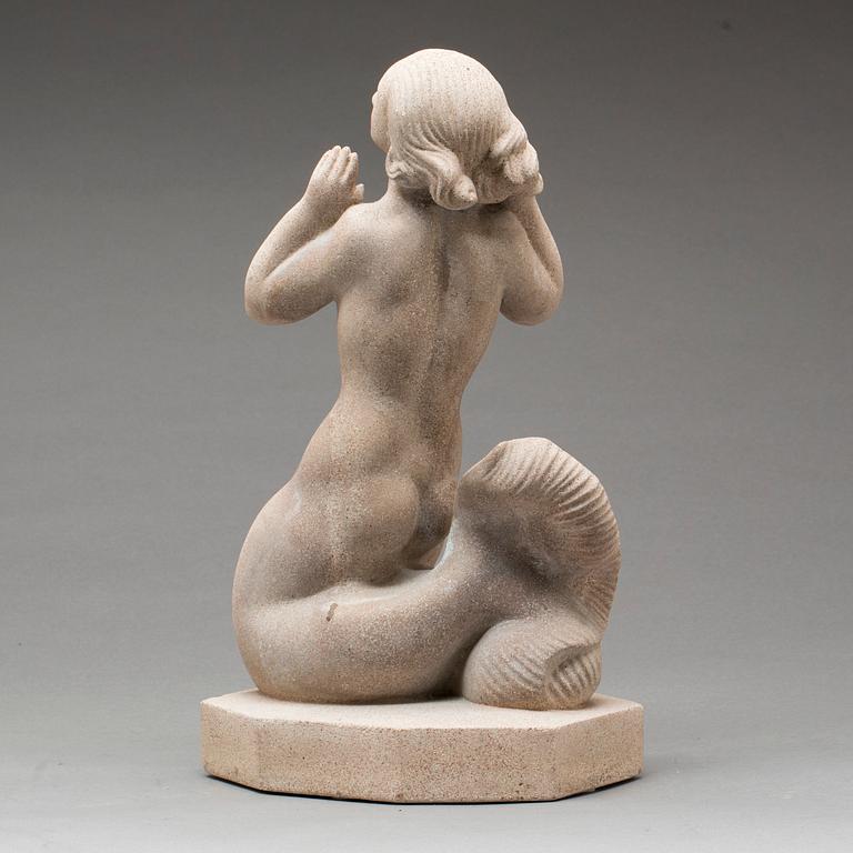 SKULPTUR, nexö sten, Just Andersen, stämpelsignerad.