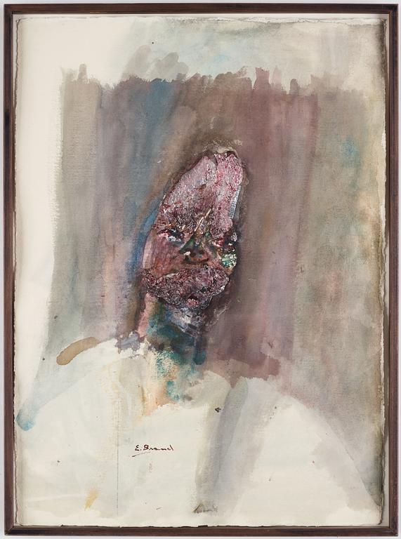 ERLAND BRAND, collage and watercolor, signed and dated 1990.