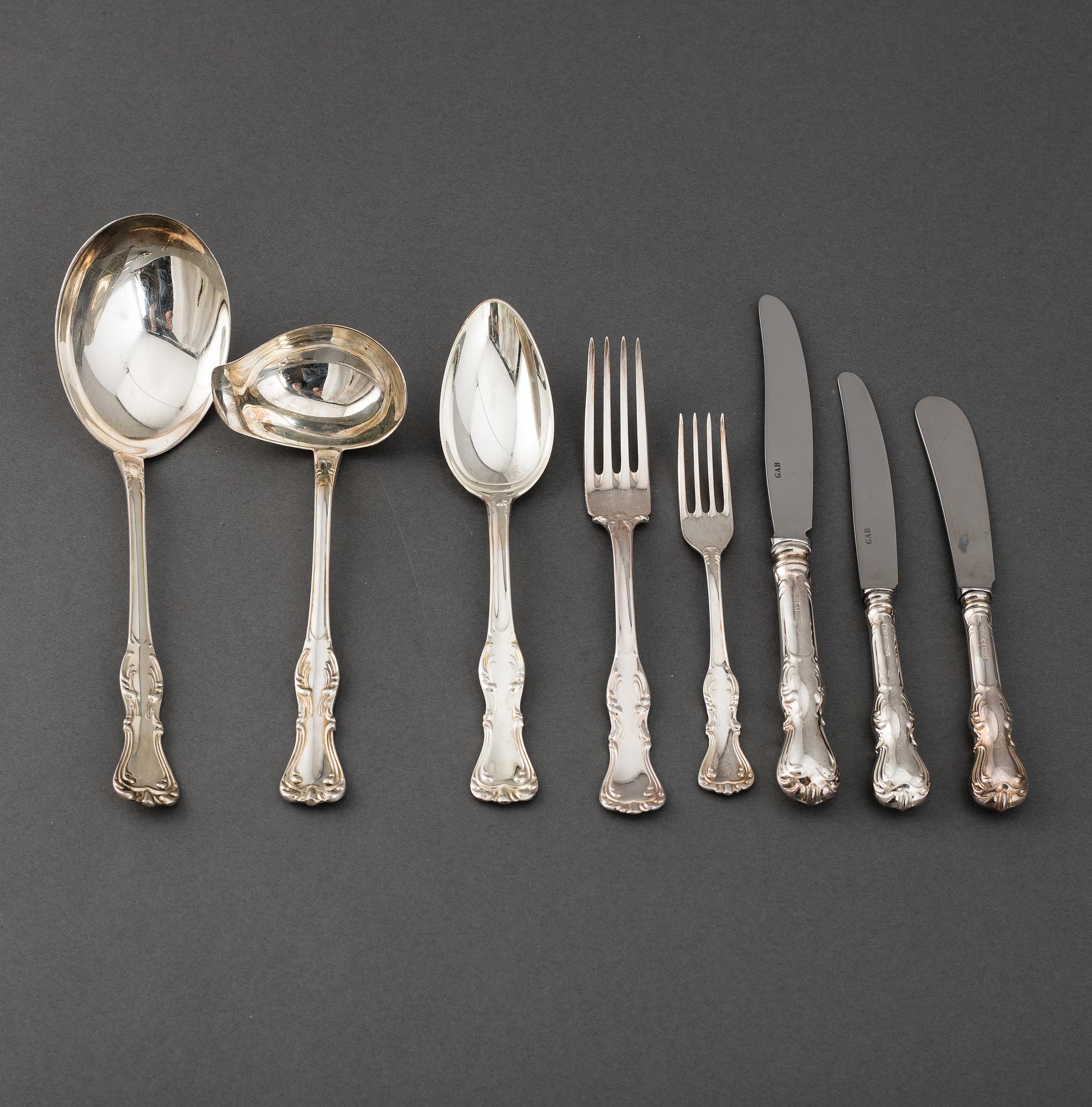 GAB, a part 'Prins Albert' silver cutlery, Stockholm, 1980/90s (64 pieces).