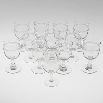 Twelve similar wine glasses, s c Rydbergs glasses, ca 1900.