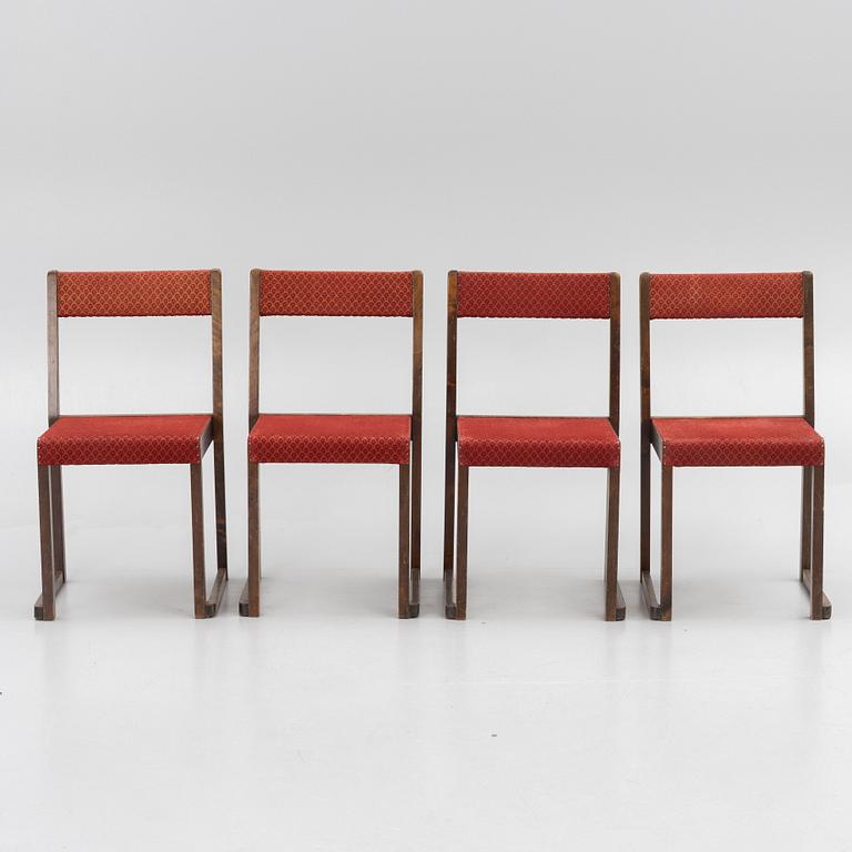 Sven Markelius, Chairs, 4 pcs, so-called "Orchestra Chairs", mid-20th century.