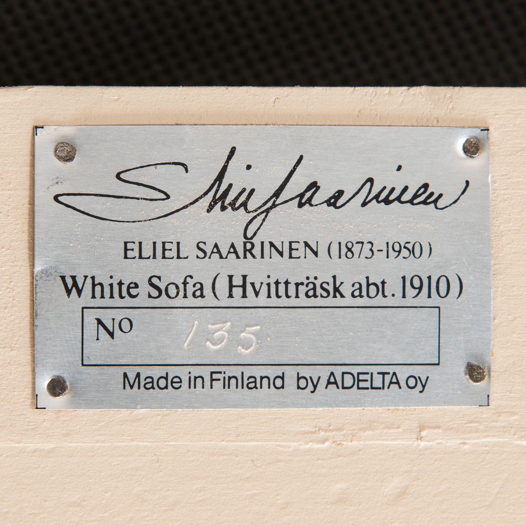 Eliel Saarinen, soffa, "White Suite (Hvitträsk)", Adelta 1980-tal.