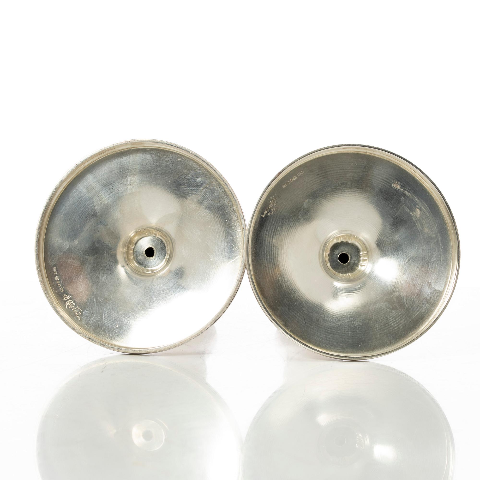 Eric Råström, Candelsticks, a pair, silver, CG Råström, Stockholm 1955.