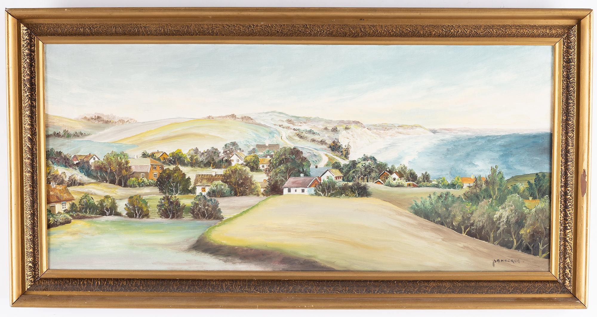 Sten Sture Sandgren, signerad. Duk 46 x 100 cm.
