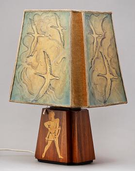 BORDLAMPA, "Bågskytten"/"Nr 95.", Birger Ekman, Mjölby Intarsia, omkring 1940.