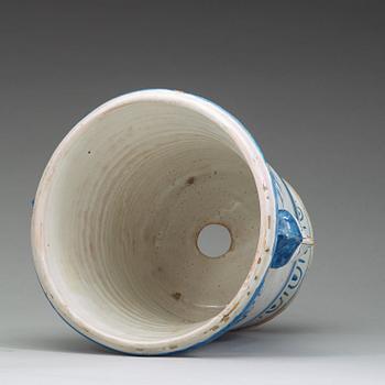 A Swedish Rörstrand faience flower pot, dated St 2/2 (17)53.