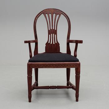 KARMSTOL / SKRIVBORDSTOL, 1700-talets slut. Gustaviansk.
