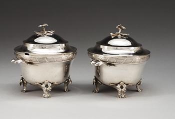 A pair of Swedish 18th century silver sugar-bowls, makers mark of Fredrik Petersson Ström, Stockholm 1777.