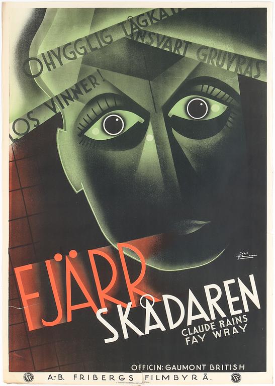 FILMAFFISCH, litografiskt tryck, "Fjärrskådaren", Moje Åslund, 1935.