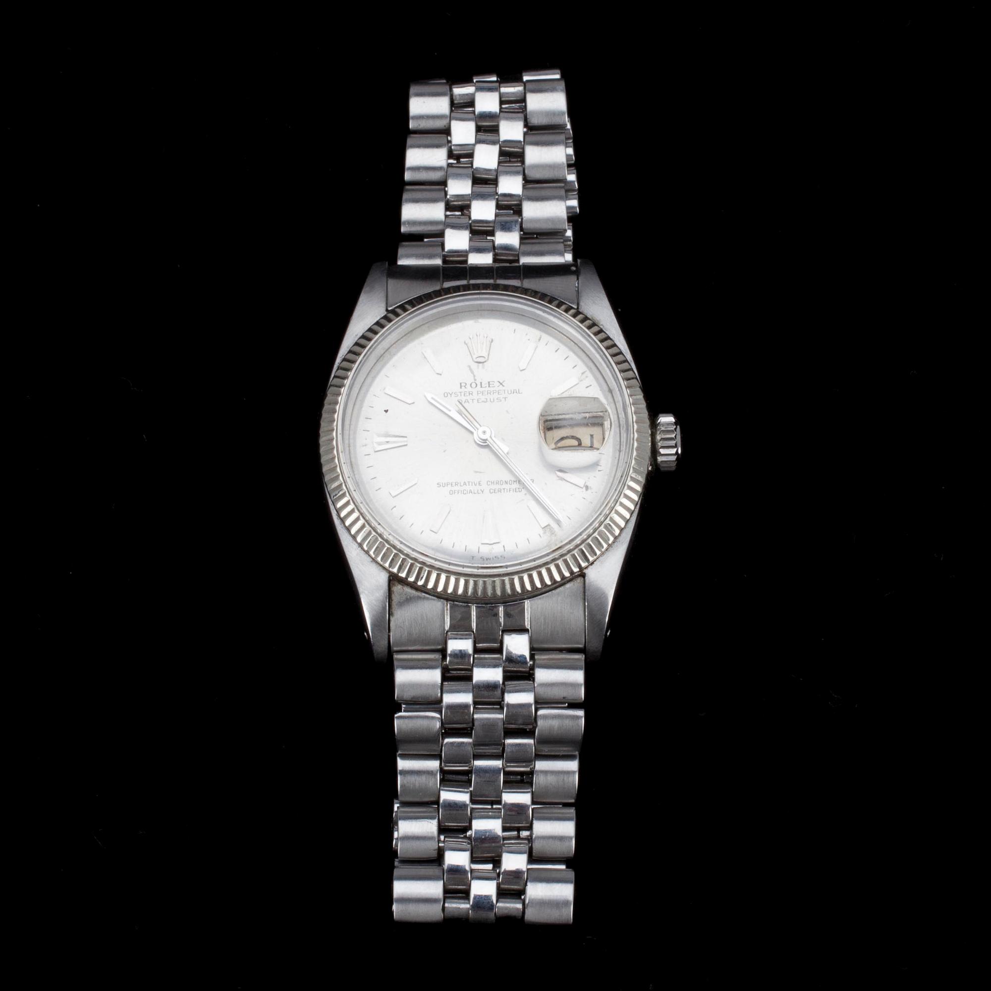 HERRARMBANDSUR, Rolex Datejust, stål. 1950-tal.
