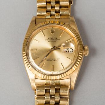 ARMBANDSUR, Rolex, Oyster Perpetual Datejust, 18K guld. 1970-tal.