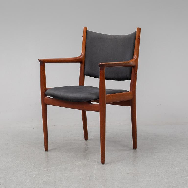 A teak armchair by Hans J Wegener for Johannes Hansen.