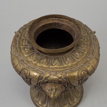 A tibetan incense burner with cover, late 19th century.