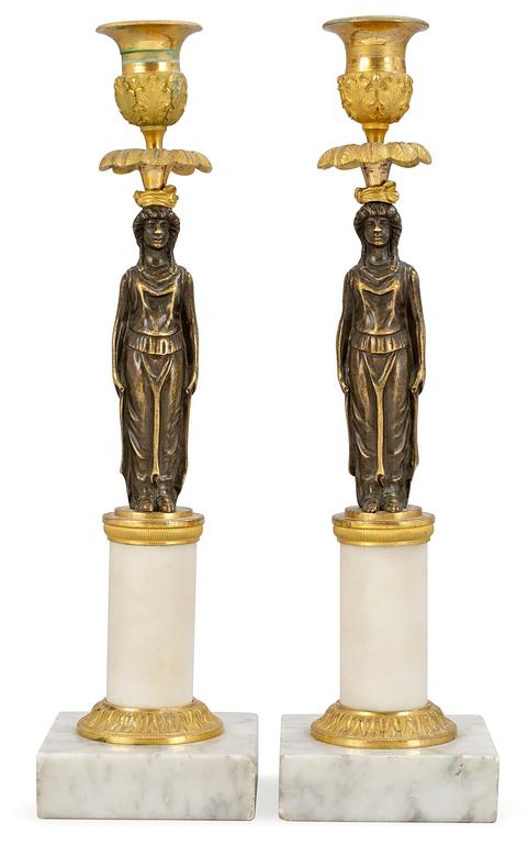 A pair of late Gustavian circa 1800 candlesticks.