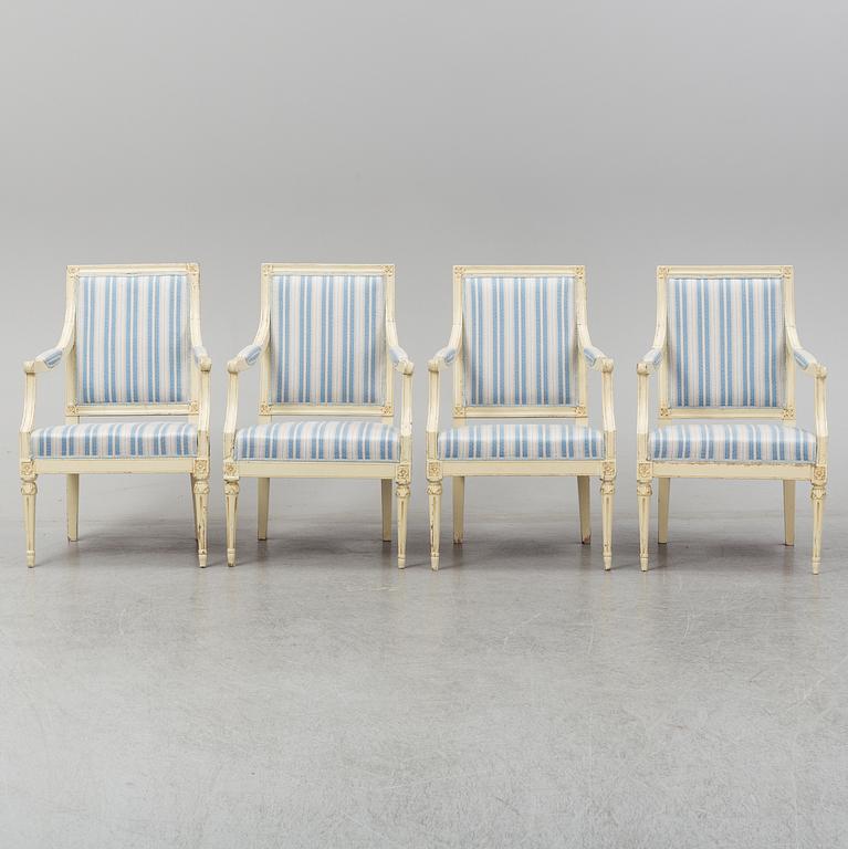 Four late 18th century Gustavian armchairs.