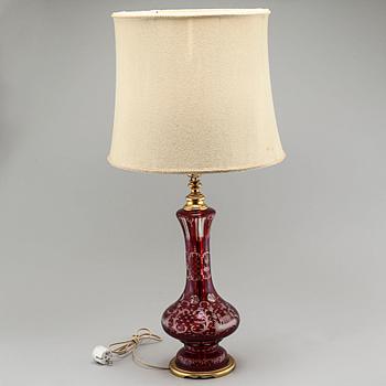 A table lamp, so called Bohemian glass, first half of the 20th century.