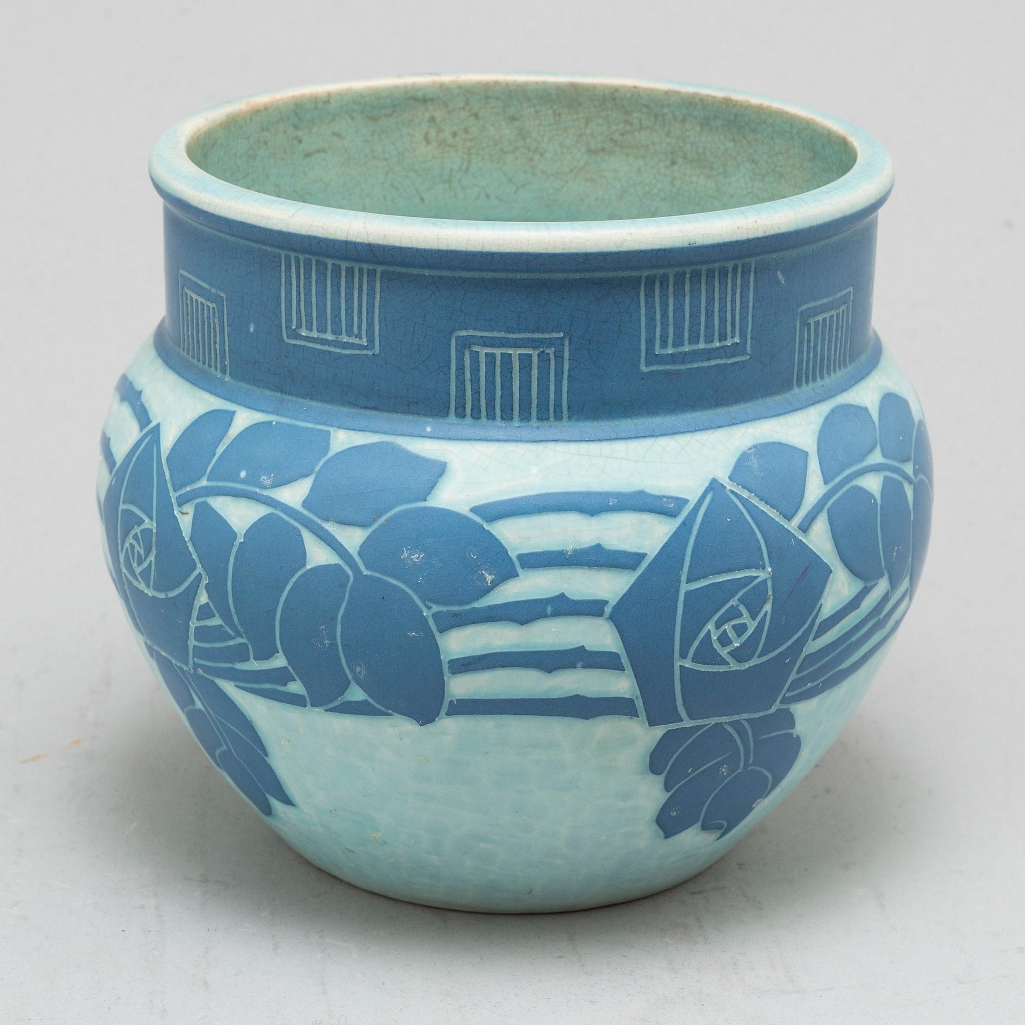 JOSEF EKBERG, a 'Sgraffito' creamware vase, Gustavsberg, signed and dated 1911.