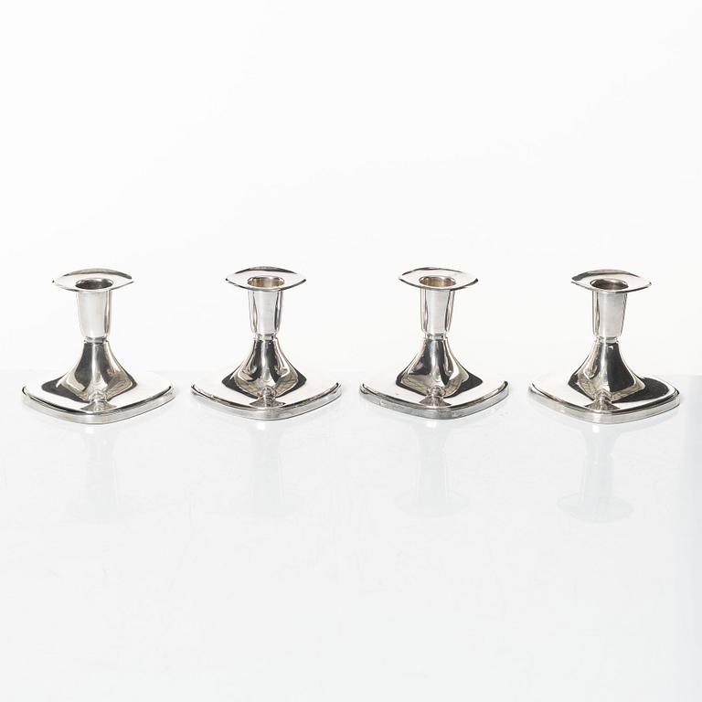 Tore Eldh, four silver candlesticks, K&EC/Ceson, Gothenburg, 1967-80.