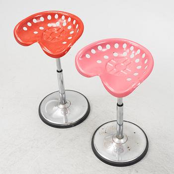 Etienne Fermigier, a pair of tractor seat stools, Mirima, France, 1970's.