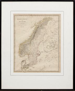 KARTA, "Sweden, Norway & Denmark",John Walker, Alexander Walker and Charles Walker Ca 1844.