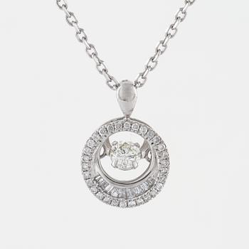 A brilliant- and baguette cut diamond pendant.