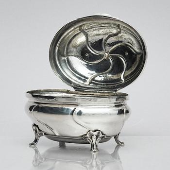 A Swedish Rococo 18th Century silver sugar-casket, marks of Petter Davidsson, Norrköping 1750.