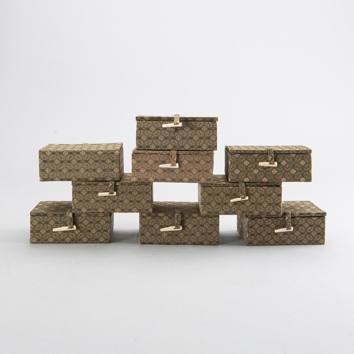 A set of nine Chinese glass snuffbottles, later part of the 20th century.