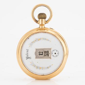 Pocket watch, 18K gold, "digital", 51.5 mm.