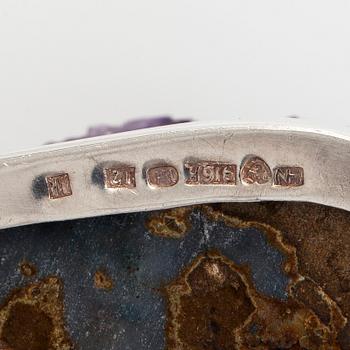 Helge Narsakka, pendant / brooch, amethyst crystal, silver, Kaunis Koru 1962.