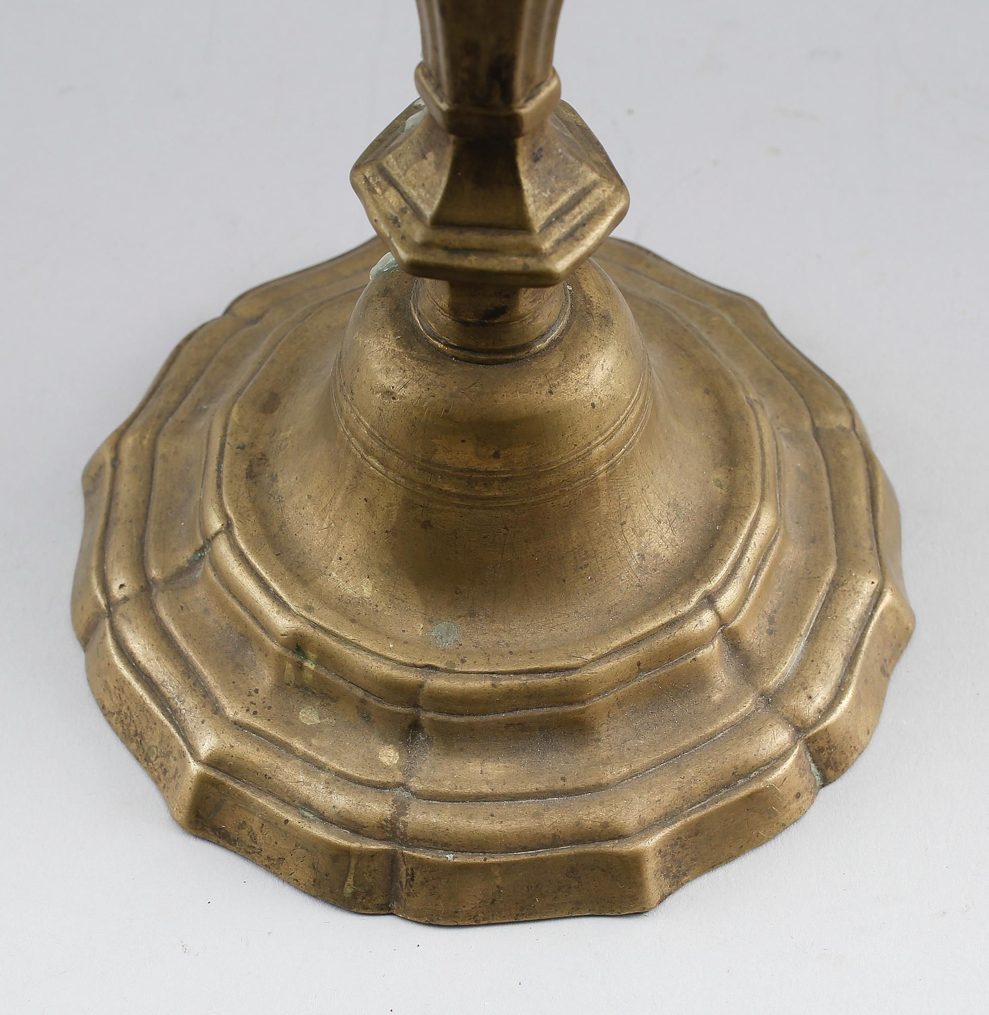 LJUSSTAKE, mässing, 1700/1800-tal.