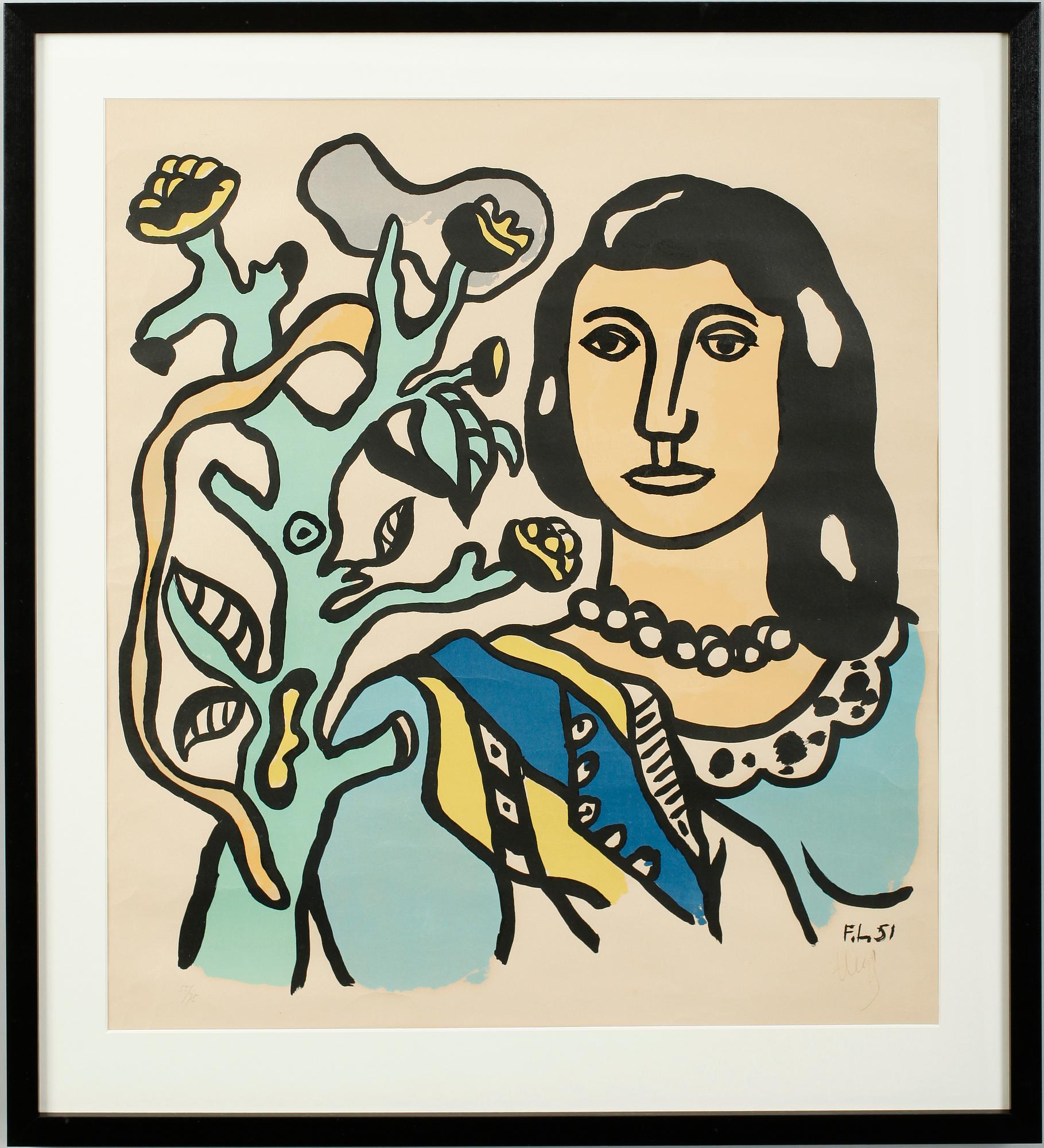 FERNAND LÉGER, färglitografi, monogramsign FL och dat 51 i trycket. Numr och sign med med blyerts 55/75.