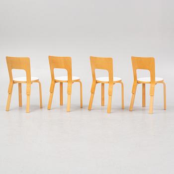 Alvar Aalto, stolar, 4 st, modell 66, Artek, Finland, 1900-talets slut.