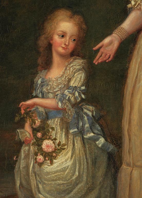 Kristina (Kerstin) Cardon, Queen Marie Antoinette of France with two of her children strolling in the Trianon park.