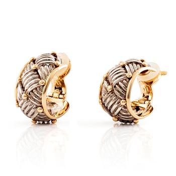 A pair of Hermès 18K gold and platinum earrings, design Georges L´Enfant.