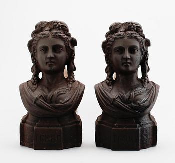 ELDHUNDAR, 1 par, gjutjärn, 1800-/1900-tal.