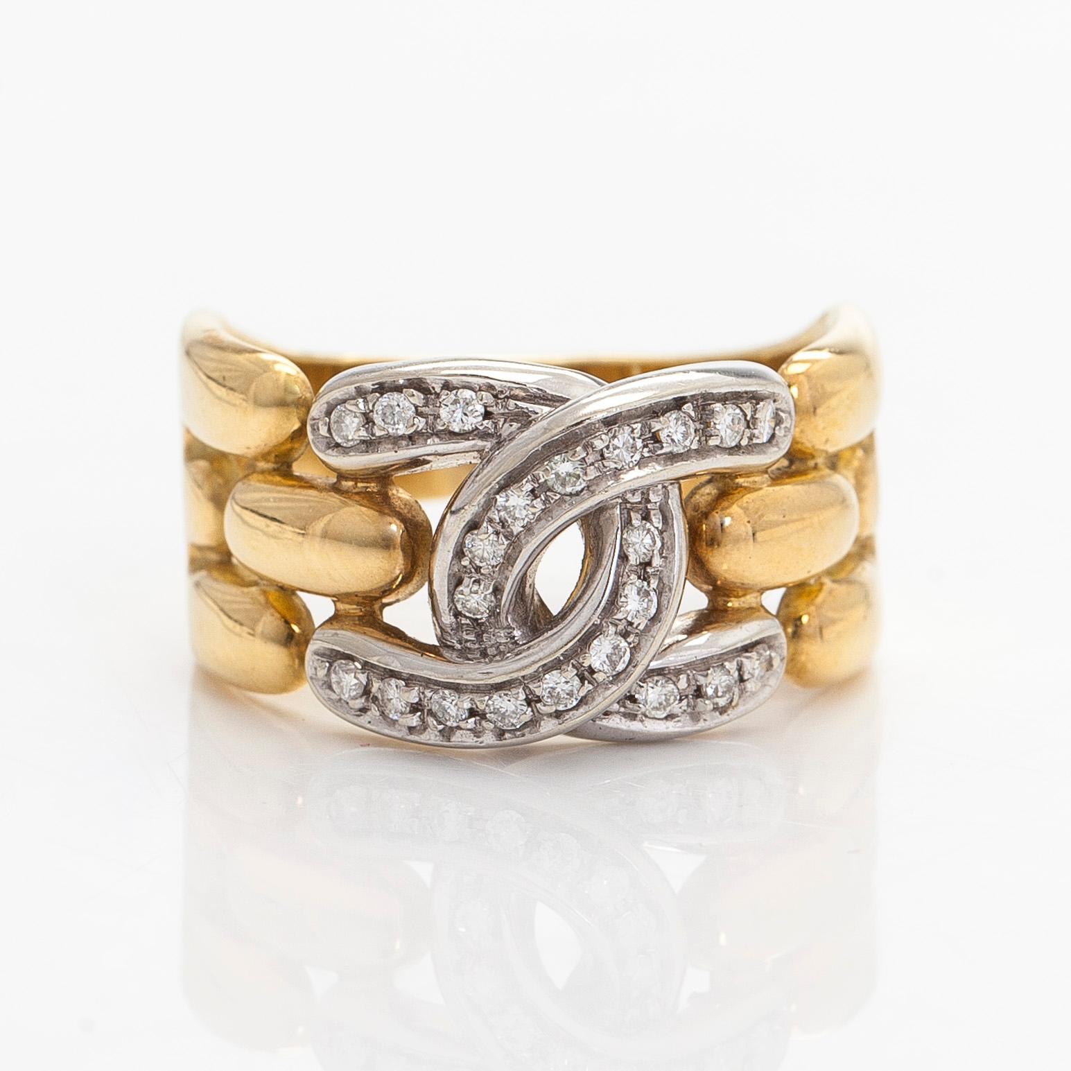 Ring, brilliant cut diamonds, 18K gold and white gold,