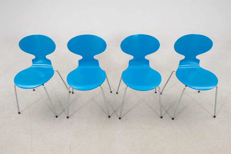 Arne Jacobsen, 4 "Myran" chairs for Fritz Hansen Denmark, late 20th century.