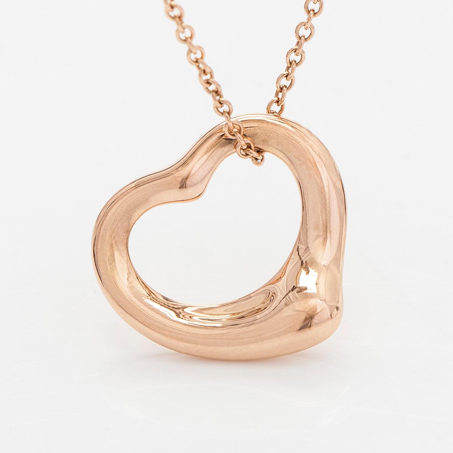 Tiffany & Co, Elsa Peretti, an 18K rose gold 'Open Heart' necklace.