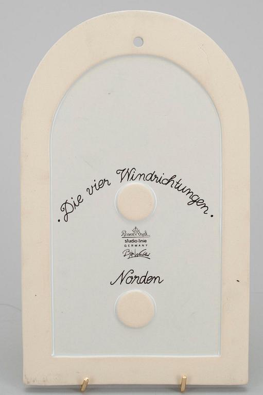 ROSENTHAL, SEINÄLAATTOJA, 4 kpl, keramiikkaa, sign. Björn Winblad, Rosenthal, Studio-Linie, Saksa 1900-luvun loppupuoli.