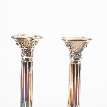 A pair of 20th century English silver candle sticks London 1965.