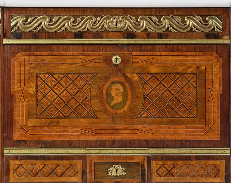 A Gustavian 18th century secretaire by Gottlieb Iwersson, master 1778, not signed.