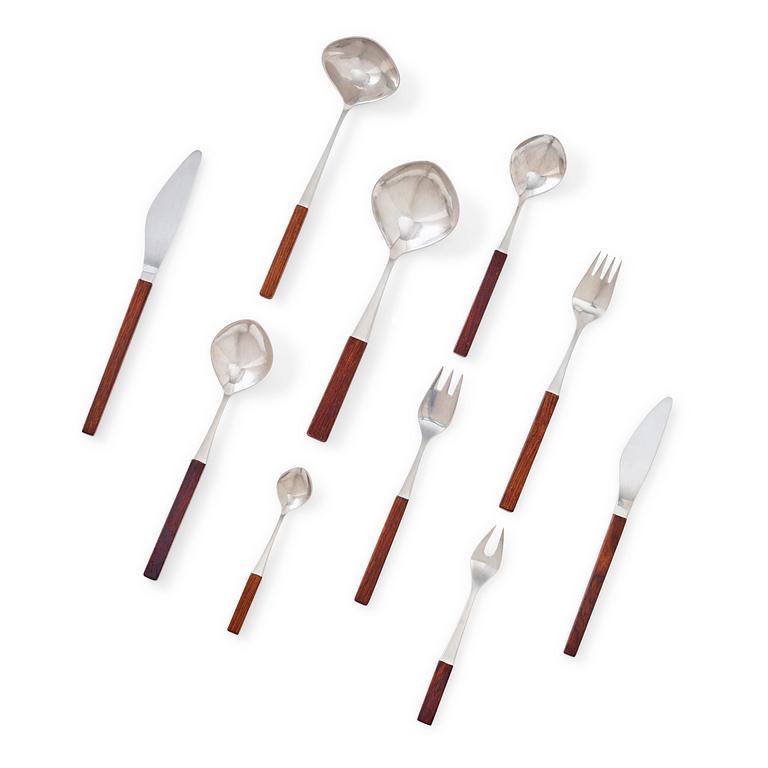 A Tias Eckhoff set of 104 pcs steel and palisander 'Opus' cutlery, Lundtofte, Denmark 1960's.