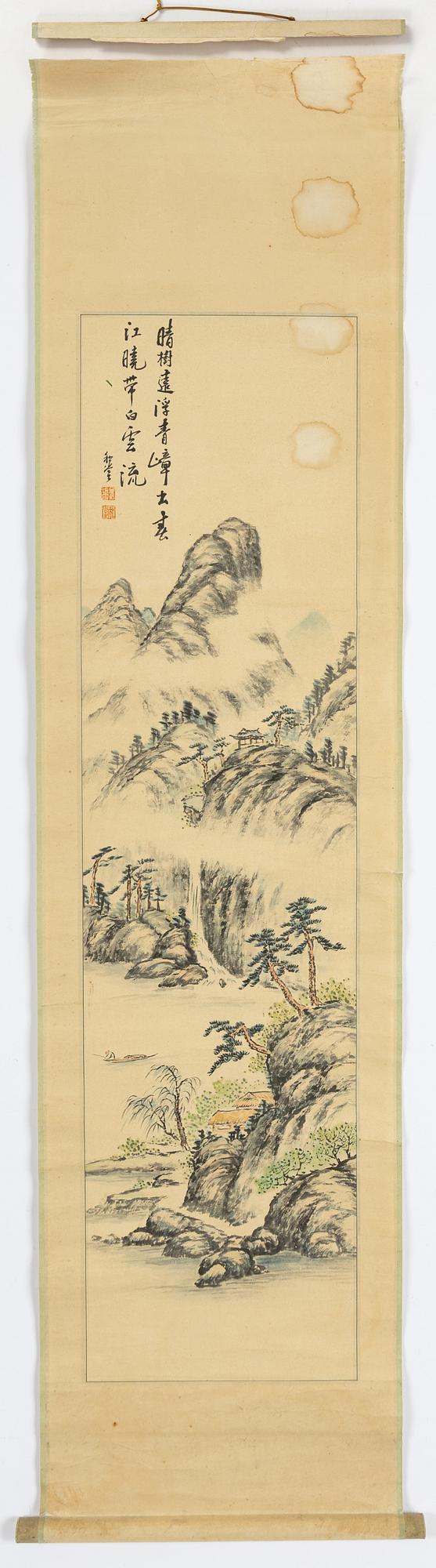 A Chinese scroll painting by anonymous artist, ink and colour on paper, 20th Century.
