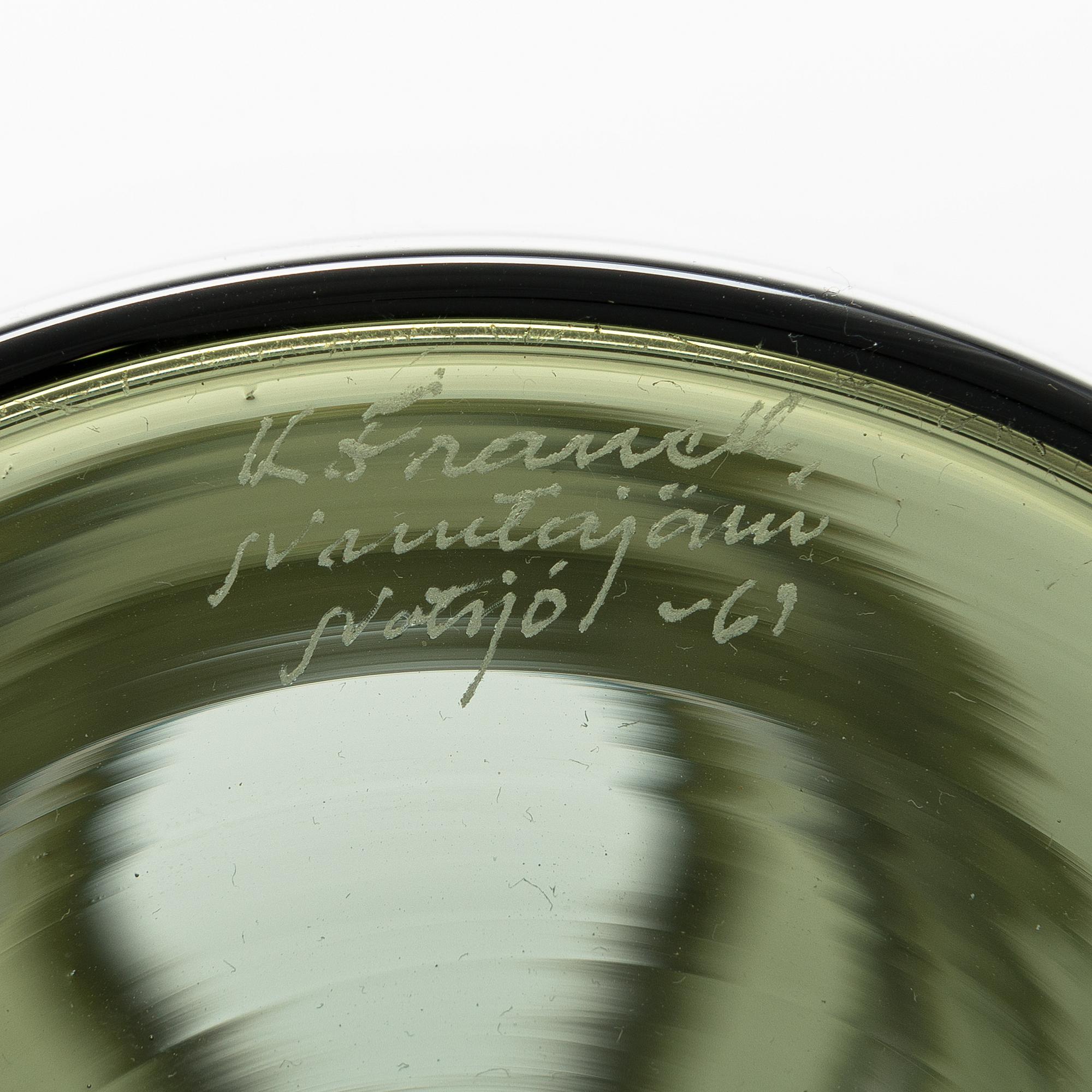 Kaj Franck, a decanter signed K. Franck, Nuutajärvi Notsjö -61.